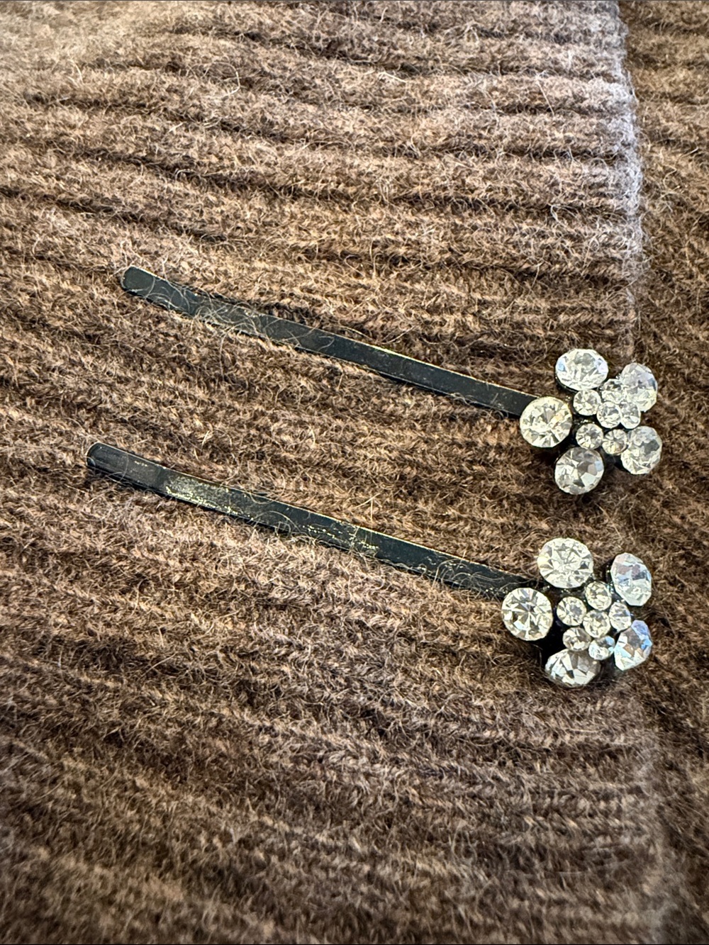 Vintage Crystal Flower Bobby Pins
